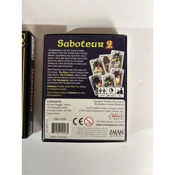 Lot Of Two Games - Saboteur And Saboteur 2 Complete Card Game Sets VG Condition - Picture 10 of 16